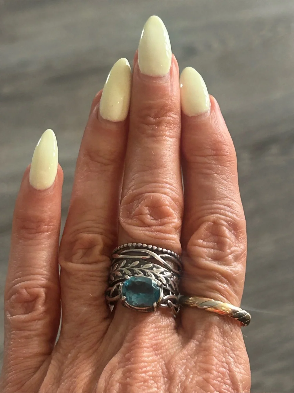Or Paz Sterling Blue Topaz Ring      Sz 7